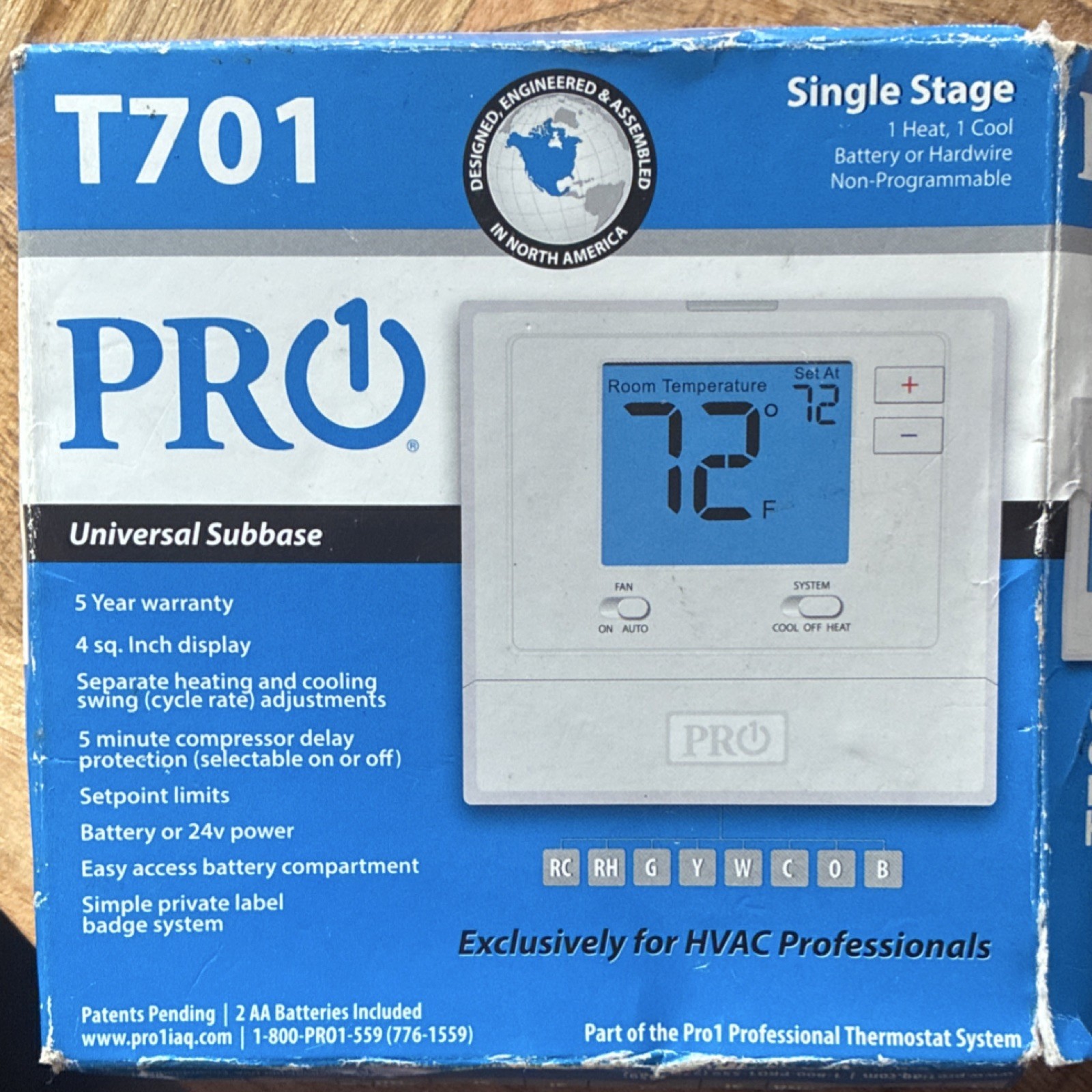 PRO1 T701 Non-Programmable 1 Heat/1 Cool Thermostat, Backlit, Subbase gallery