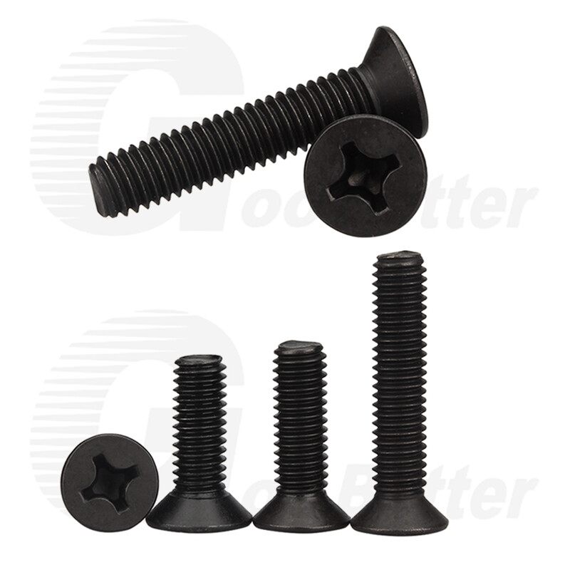 PHILLIPS MACHINE SCREWS COUNTERSUNK FLAT HEAD BOLTS M1 M1.2 M1.4 M1.6 - M6 Black gallery
