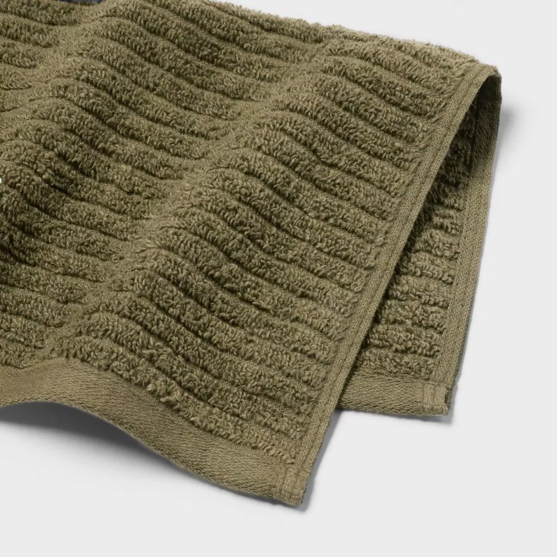 4pk Quick Dry Ribbed Hand/Wash Towel Set Green gallery