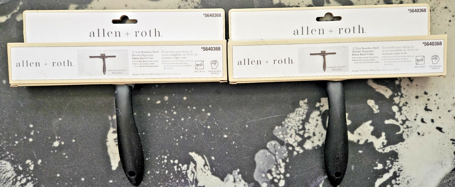 allen + roth Steel Rubber Shower Squeegee Matte Black 2 Pack gallery