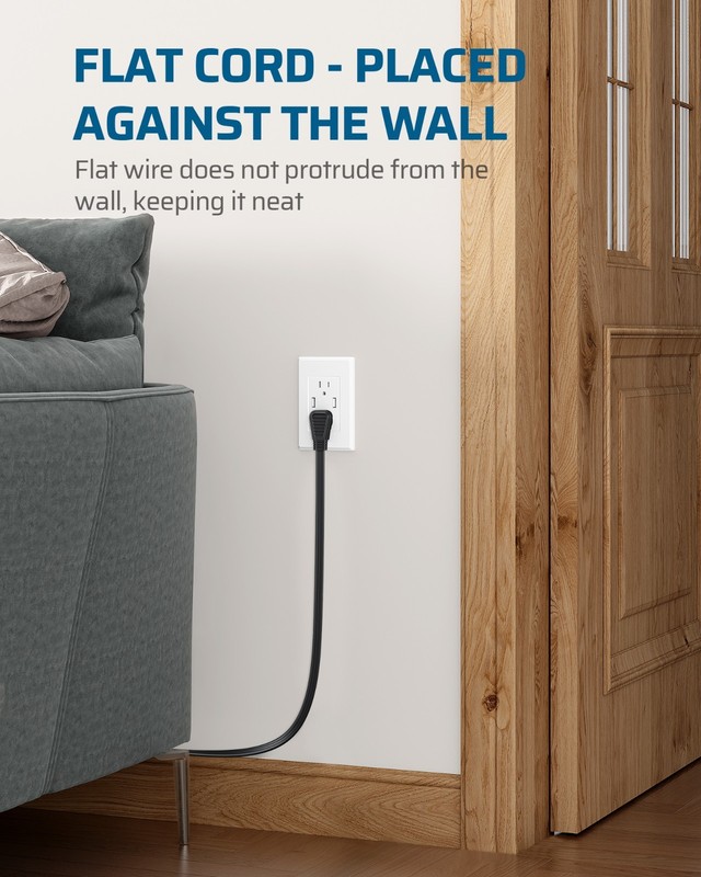 DEWENWILS 2 Pack 3 Outlet Extension Cord with Flat Plug, 3FT 16/3,ETL Listed, gallery