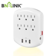 BN-LINK Multi Plug Outlet, USB Wall Charger with 6 Outlets, 3 USB Charging Ports