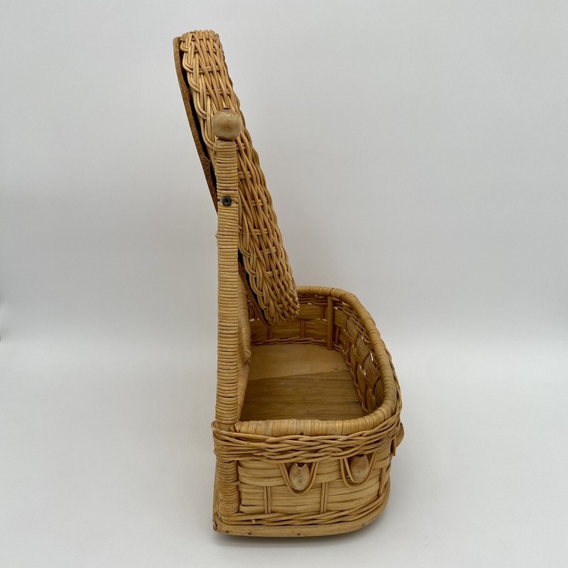 Vintage Retro Wicker Boho Tabletop Vanity Planter Box with Mirror Storage Basket gallery
