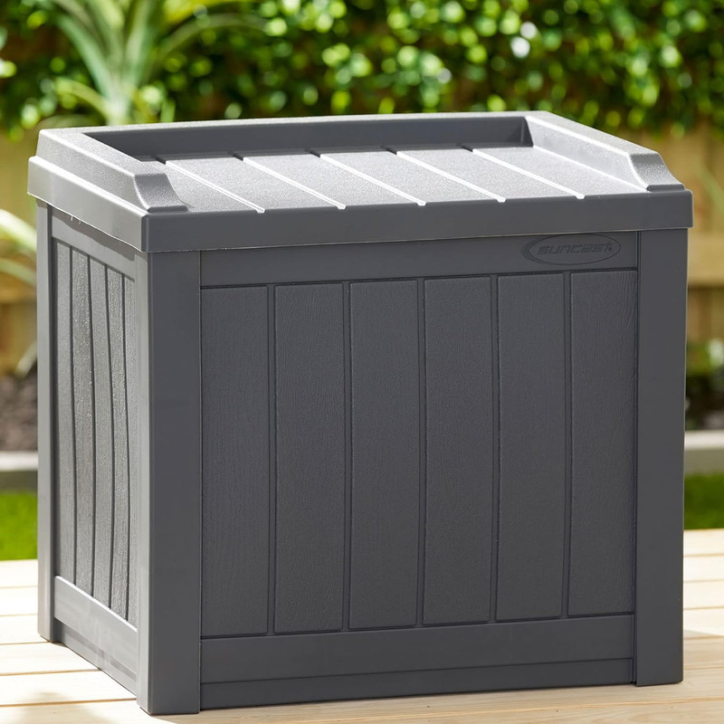 2 Pack 22 Gal. Small Deck Box with Bench Seat for Indoor/Outdoor Use gallery
