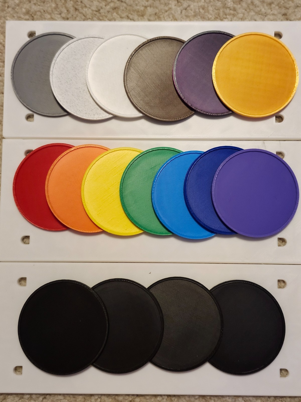 4 Pack 3D Printed Plain Coasters, Color Customizable gallery