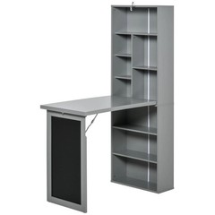 Wall Mounted Table Foldable Desk With Blackboard And Side Shelf, Multi-Function