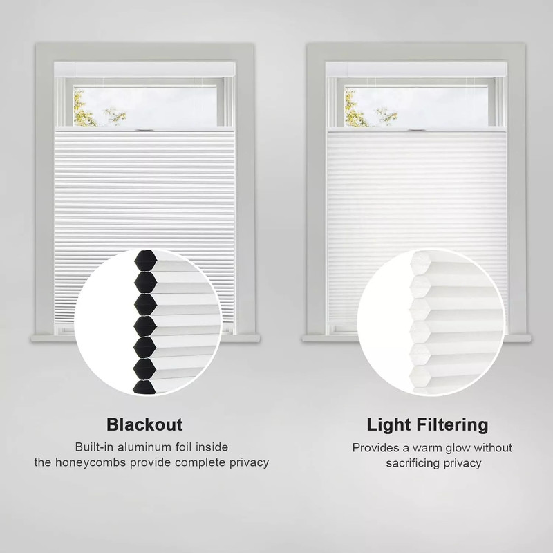 No Drill DIY Easy Installation light filtering White Honeycomb Cellular Shade gallery