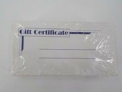 100 COUNT GIFT CERTIFICATE ENVELOPES WHITE W/ BLUE LETTERS & LINES 7.5X4 INCHES