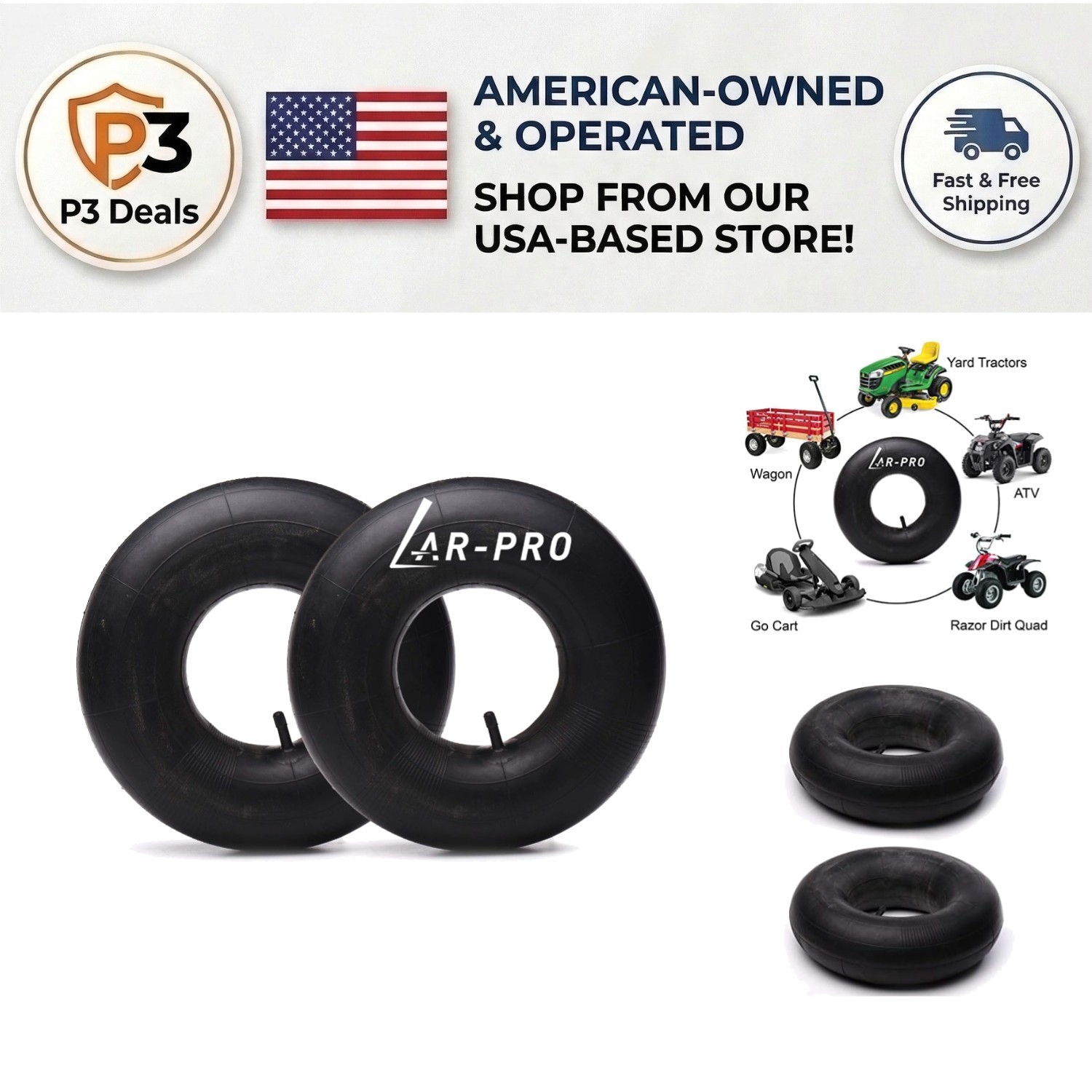 Universal 15x6.00-6 Inner Tubes with TR-13 Stem - Ideal for Lawn Mowers & More gallery