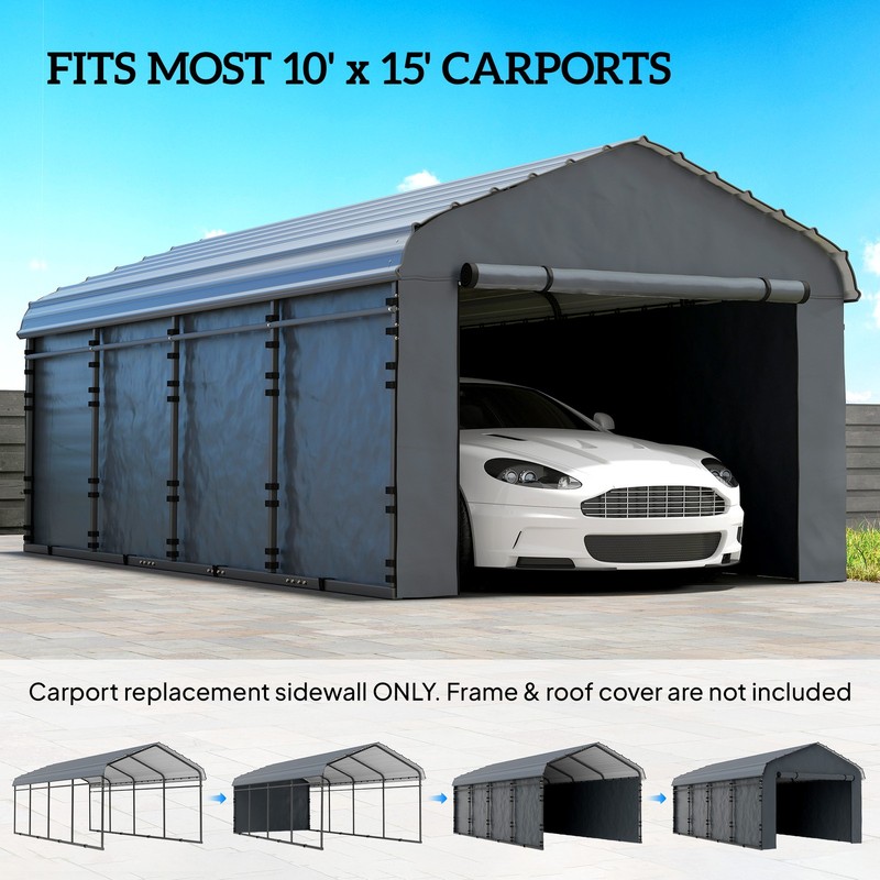 Carport Replacement Sidewall Panel Set of 4 for 10' x 15' Carports gallery