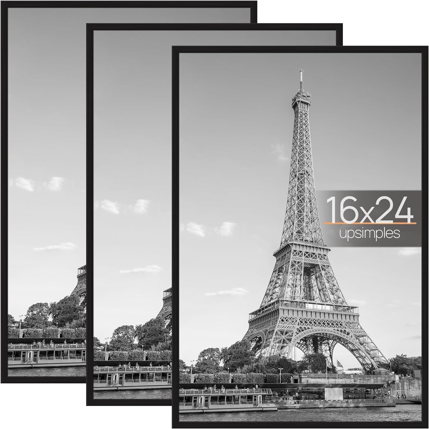 16X24 Picture Frame Black 3 Pack, Scratch-Proof Poster Frames 16 X 24 for Photo gallery