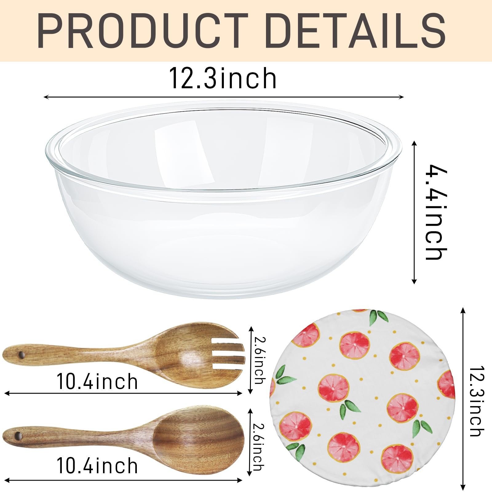 Ronanemon 6.5Quart Large Glass Bowl with Lid for Sourdough XL, Transparent gallery