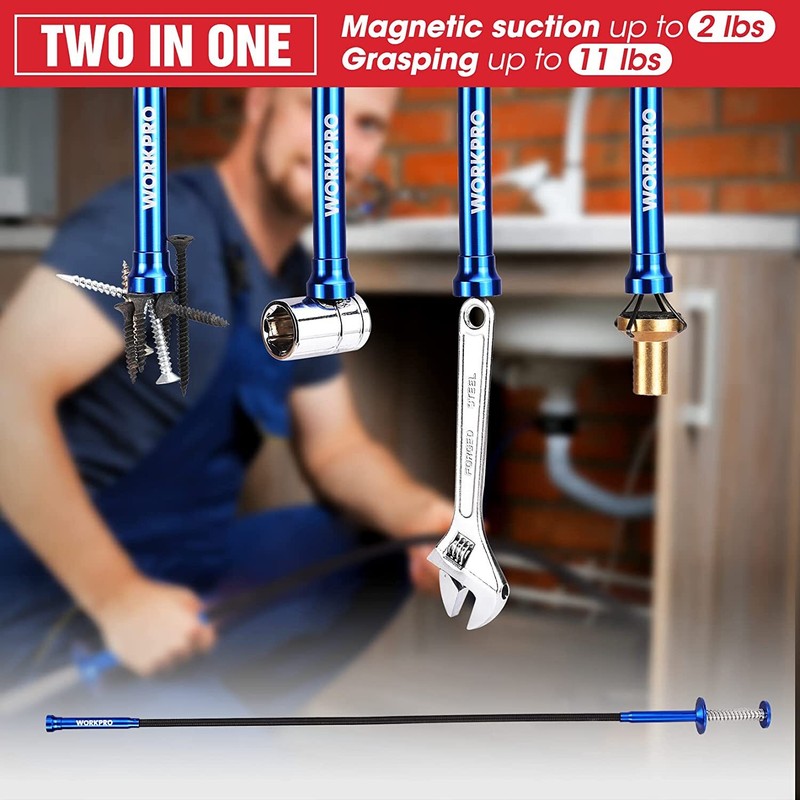 WORKPRO 4 PIECES Telescopic Magnet Pick Up Tool Set Auto Repair Claw Grabber gallery