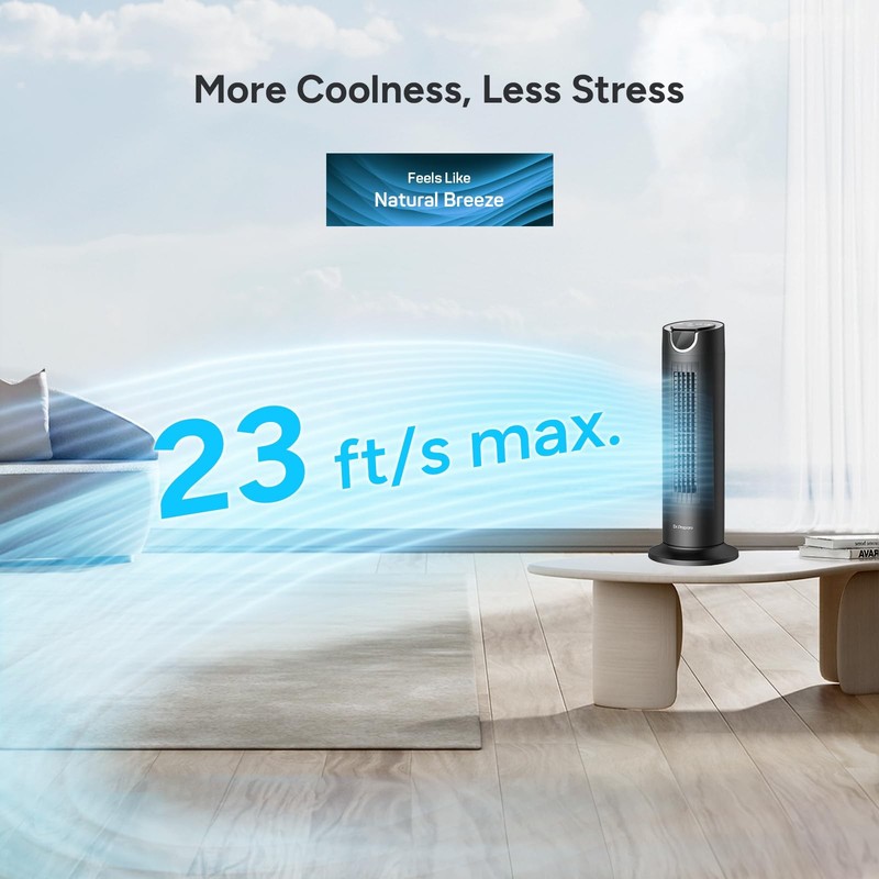 DR.PREPARE Tower Fan for Bedroom, 25 dB Quiet DC Bladeless Fan with Remote, 8 gallery