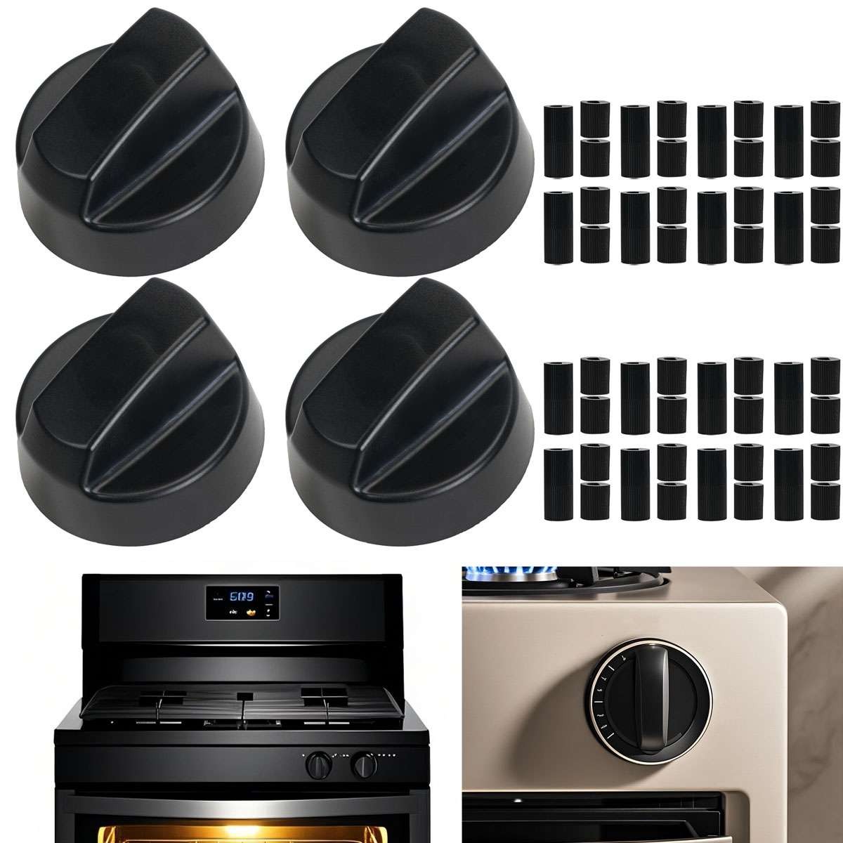 Universal Replacement Control Knob Kit for Stoves Includes 4 Pieces and Adapters gallery