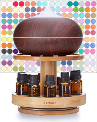 Bamboo Essential Oil Diffuser Holder Carousel – 2 Tier Rack for Bottles