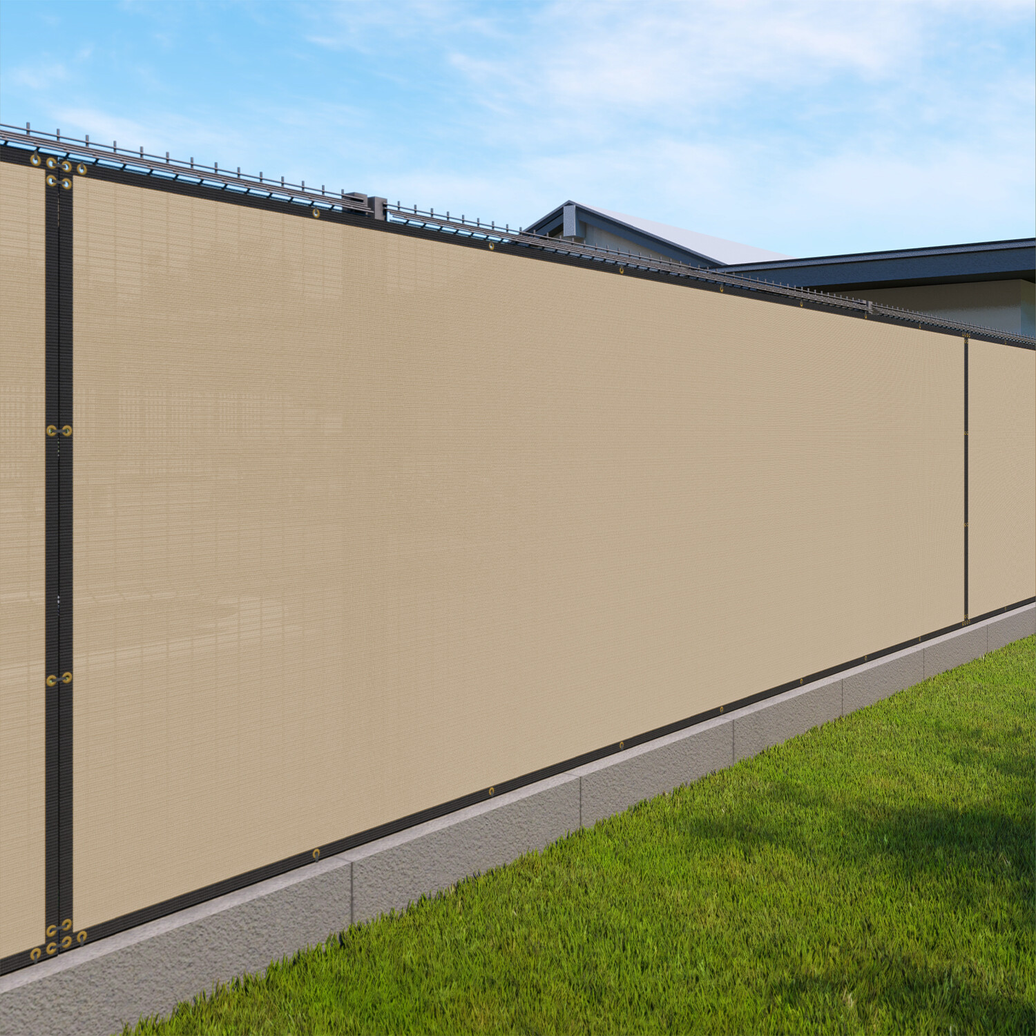 16ft Privacy Fence Screen Windscreen Garden Heavy Duty Mesh Shade Cover Sand gallery