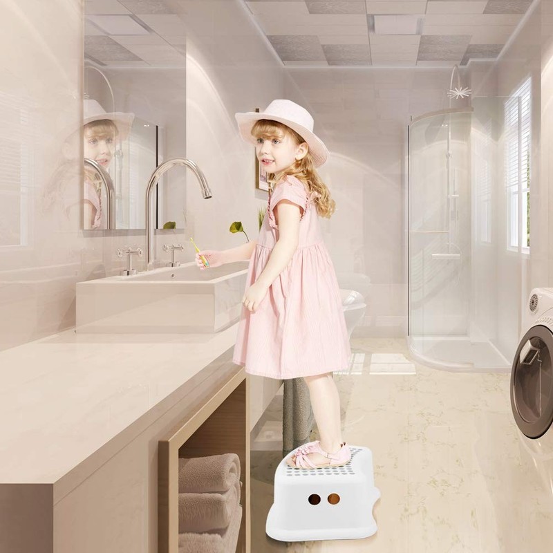 2 Pack Kids Step Stool Stackable Anti Slip Toilet Training Stool Grey gallery