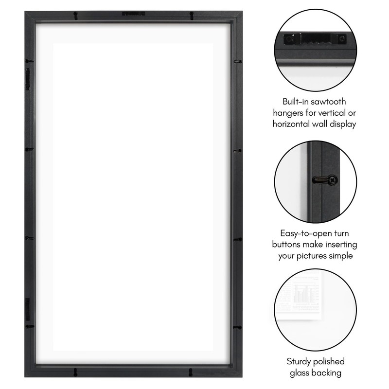 15x26 Newspaper Floating Frame w/ Shatter-Resistant Glass for Wall Display,Black gallery
