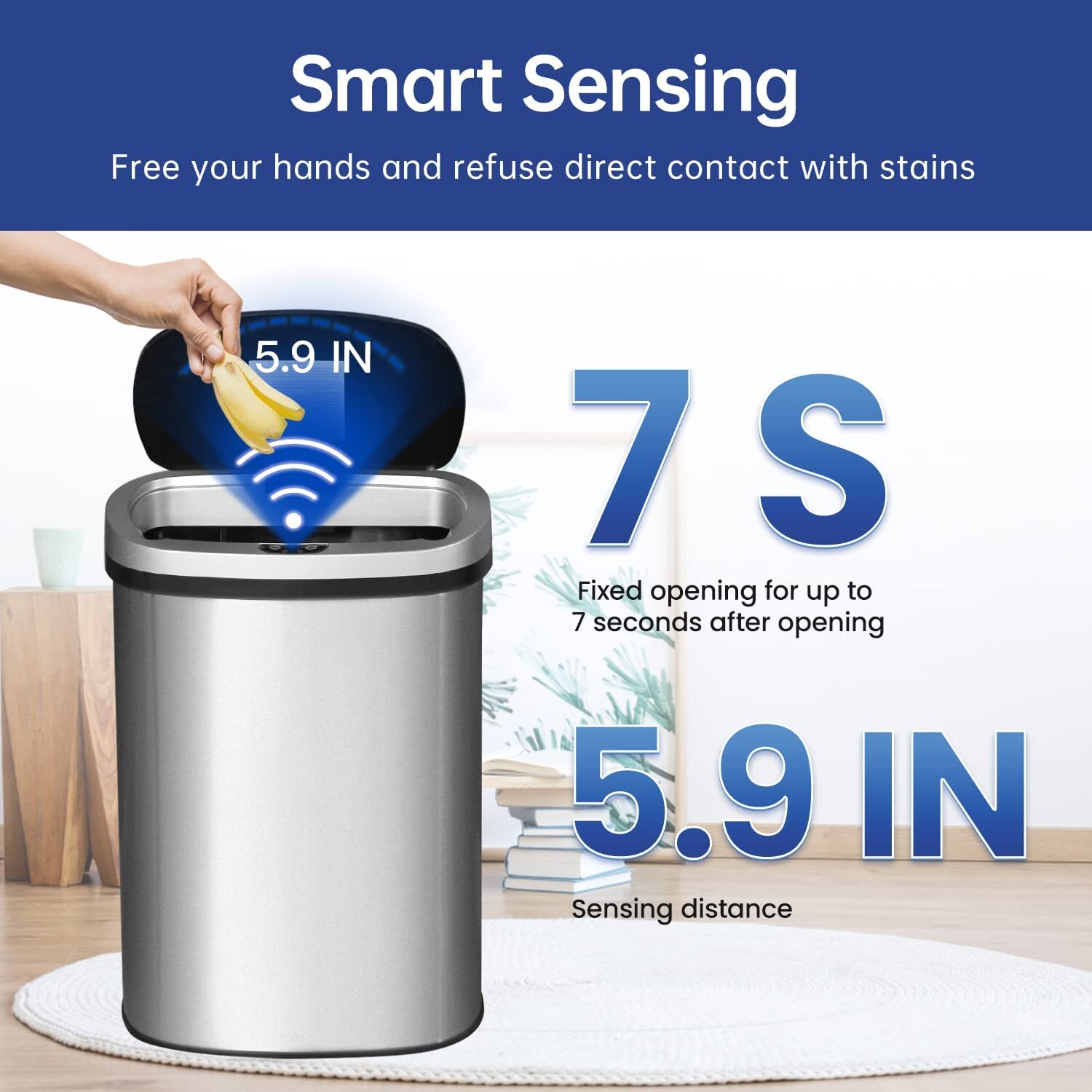 13 Gallon Kitchen Trash Can Automatic Touch Free Garbage Can with Lid Stainless gallery