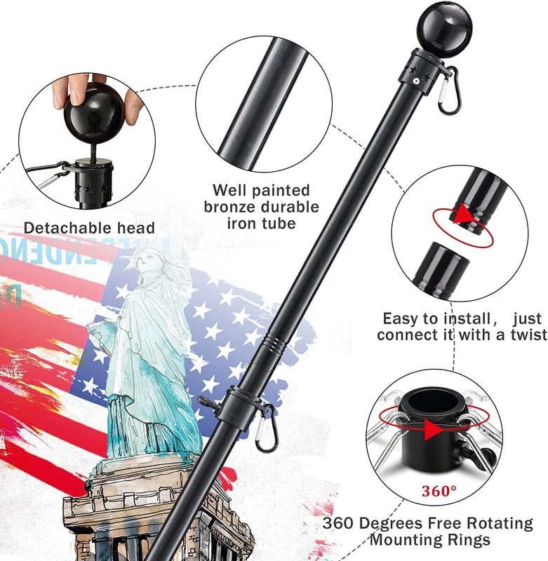 Flag Pole Holder for outside House - 5Ft Stainless Steel Heavy Duty Flagpole Kit gallery