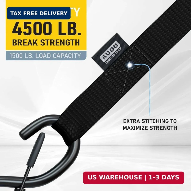 Soft Loop Tie Down Straps - 1,500 Load Capacity & 4,500 Lbs Breaking Strength - gallery