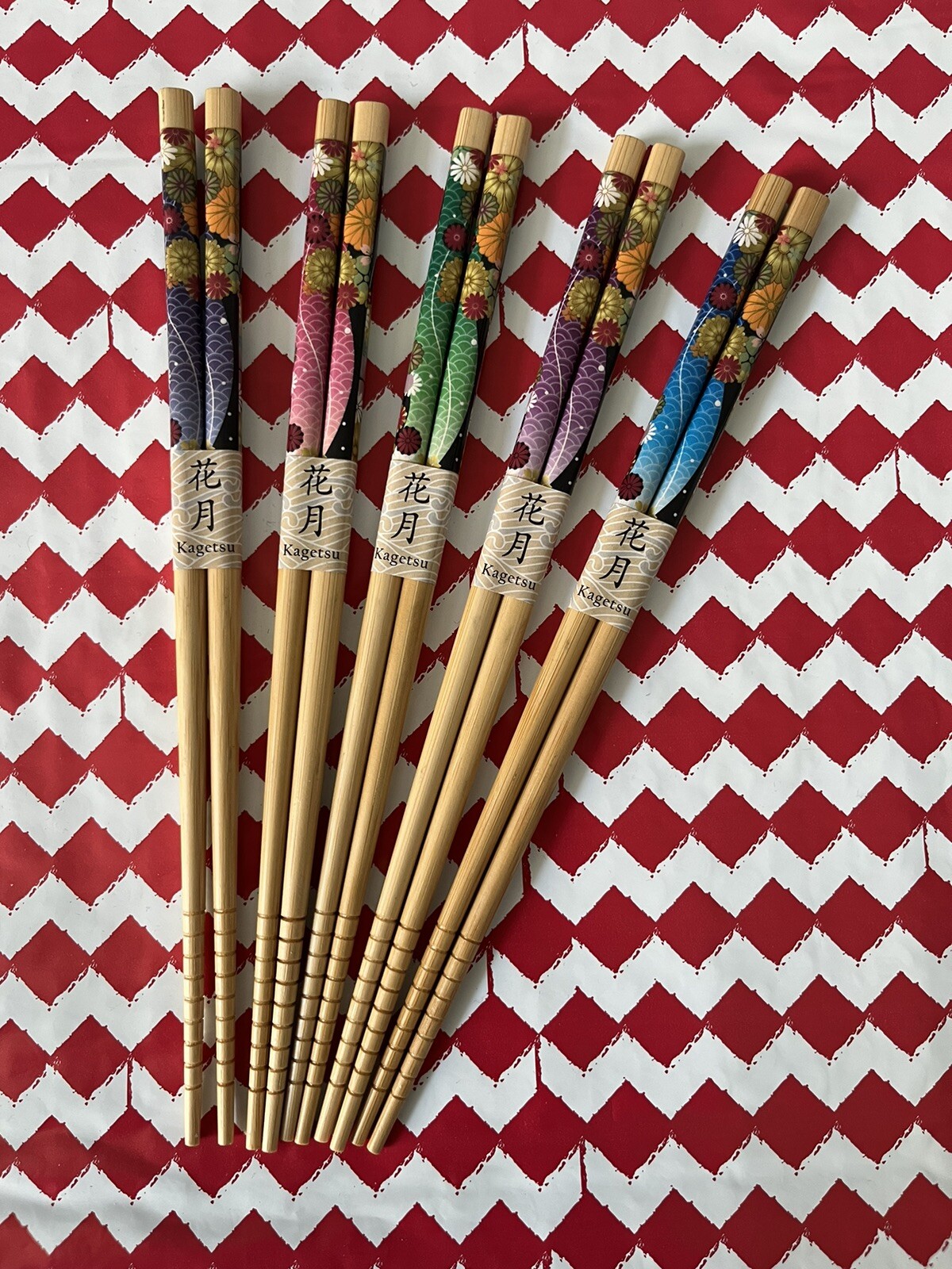 Japanese Multi Color STUNNING Flowers Chopsticks with Free Handmade Silk Holder gallery