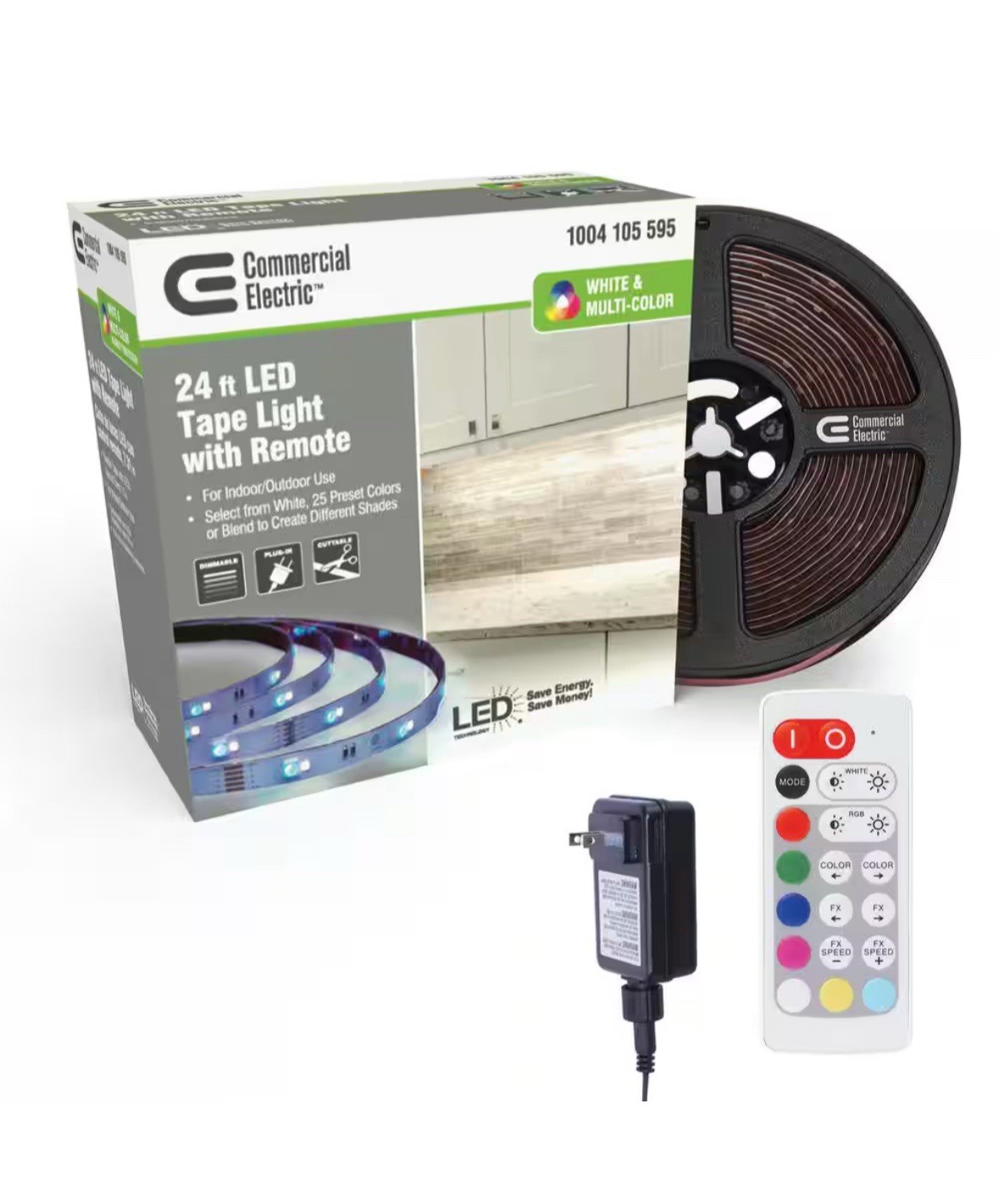LED Tape Light 24 ft Dimmable White Multicolor (RGB+W) Indoor/Outdoor Remote gallery