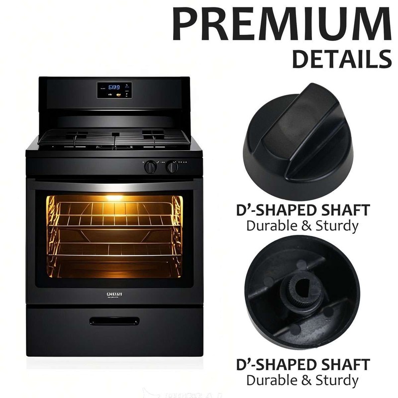 8 Pack D-shaped Control Knobs Replacement with 24 Adapters for Oven/Stove/Range gallery