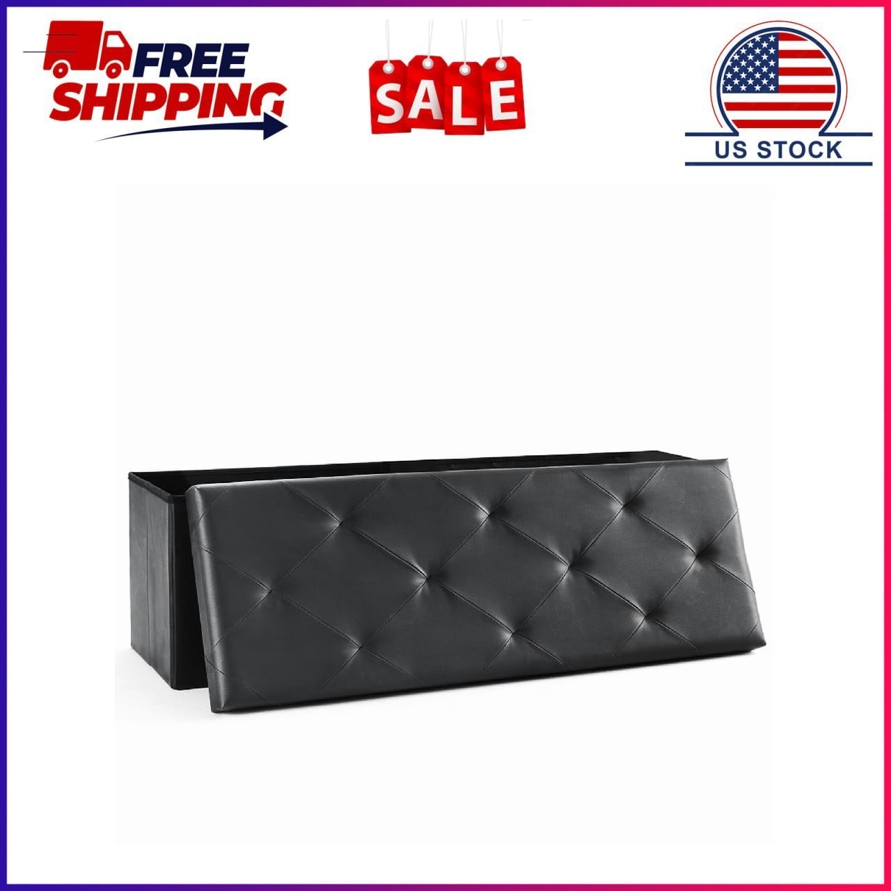 Gianna 43 Inches Folding Ottoman with Storage Bench, Foot Rest Stool, End of Bed gallery