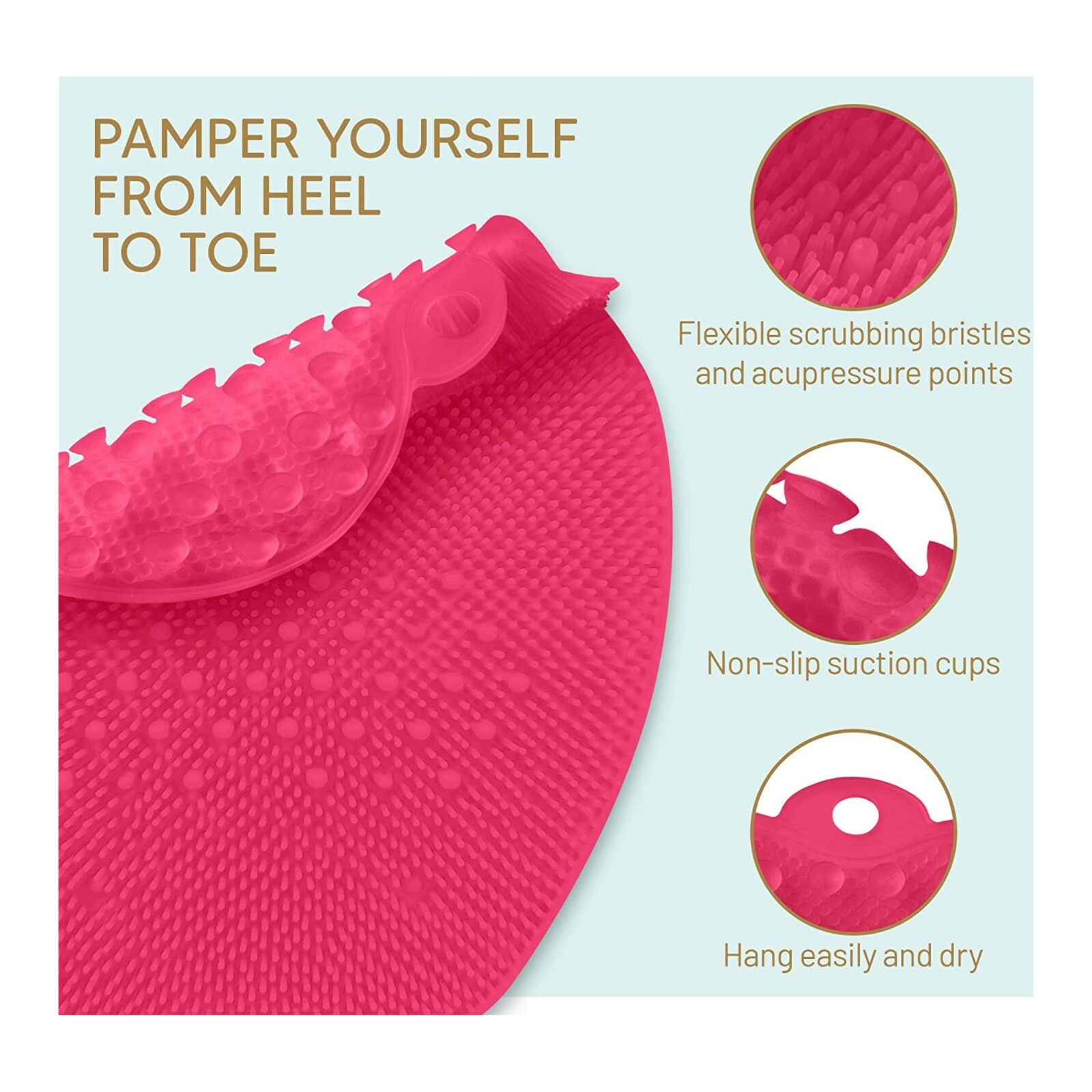 Non-Slip Silicone Foot Scrubber Shower Mat - Purple gallery