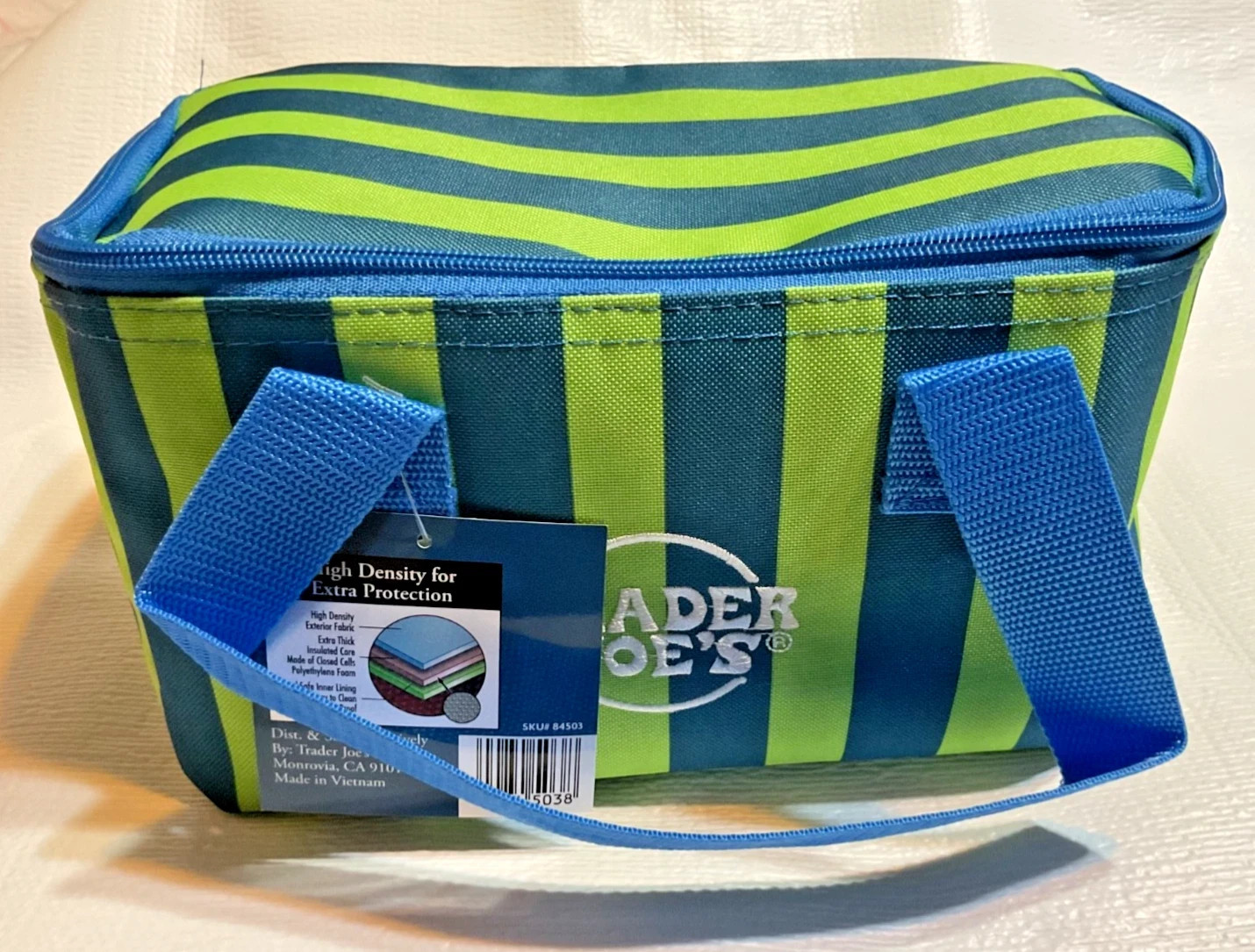 Trader Joe’s Mini Insulated Bag Blue & Green Stripes, Summer 2026 Release gallery