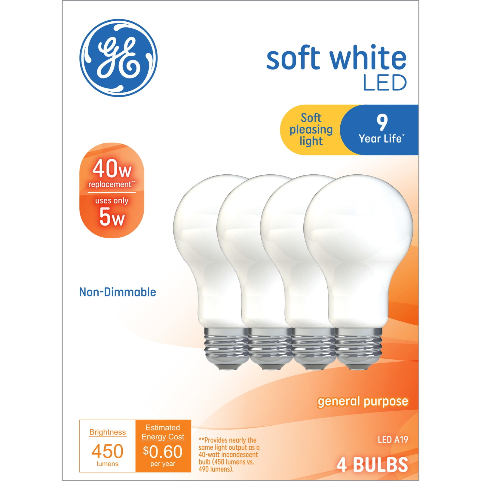 GE LED Light Bulbs, 40 Watts, Soft White, A19 Bulbs, Medium Base gallery