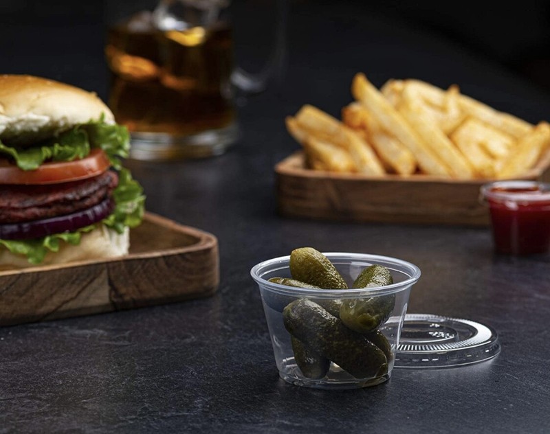 4 oz Plastic Clear Disposable Portion Cups with Lids for Sauce Cup BPA Free gallery
