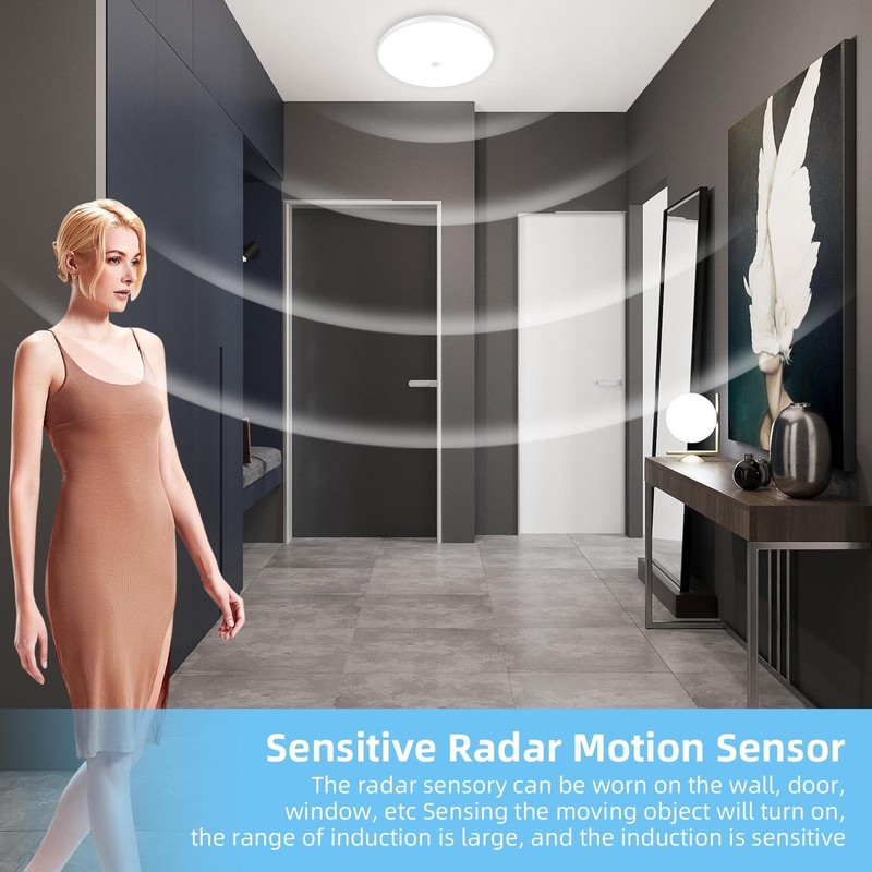 Motion Sensor Ceiling Light Wired, LED Flush Mount Ceiling Light Fixture 18W/36W gallery
