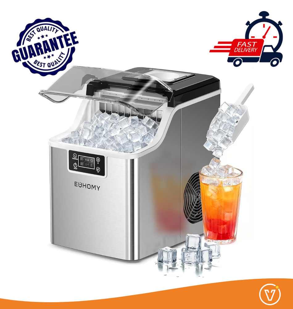 Ice Cube Maker Machine Countertop, 2 Ways to Add Water, 45Lbs/Day 24 Pcs