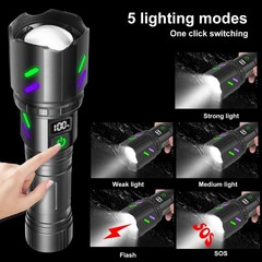 Strong Laser LEP Flashlight Zoom USB Type-C Charging Work Light Burning Torch US