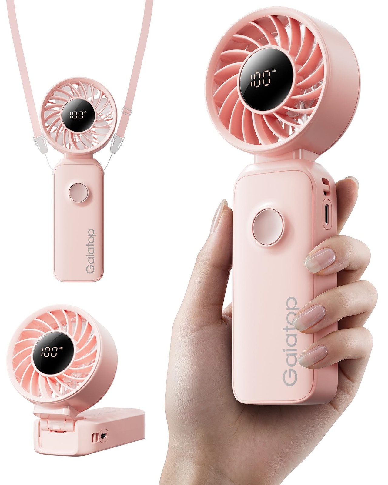 Portable Handheld Fan, 5 Speed Rechargeable Battery Max 18 Working Hours, 3 I... gallery