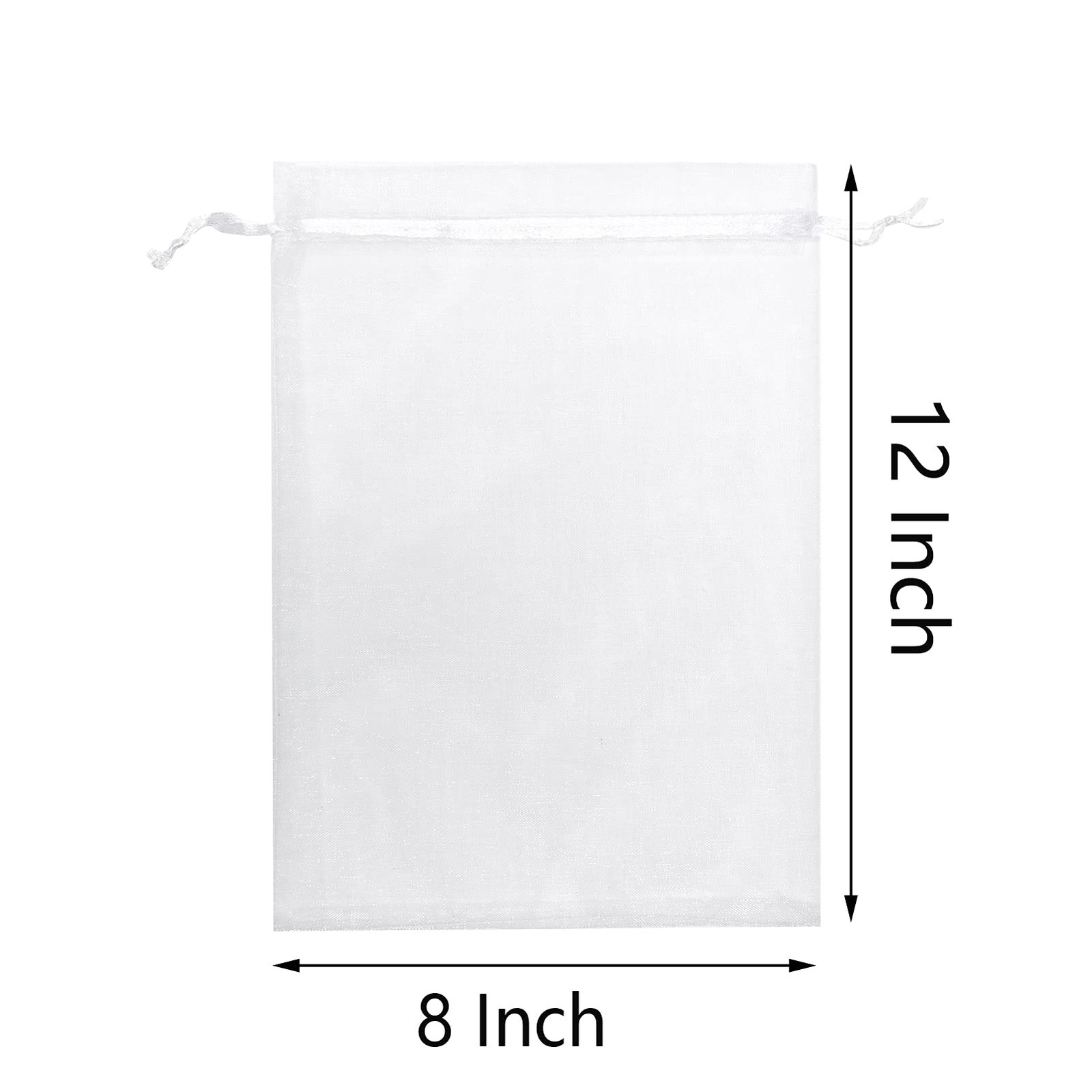 LOOKSGO 25 pcs 8x12 Inches Drawstring Organza 1 Count (Pack of 25), White gallery