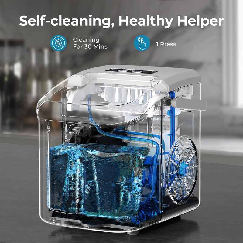 Countertop Ice Maker Machine, 8 Ice Cubes in 6 Mins, 26Lb/Day Bullet Ice with 2 gallery