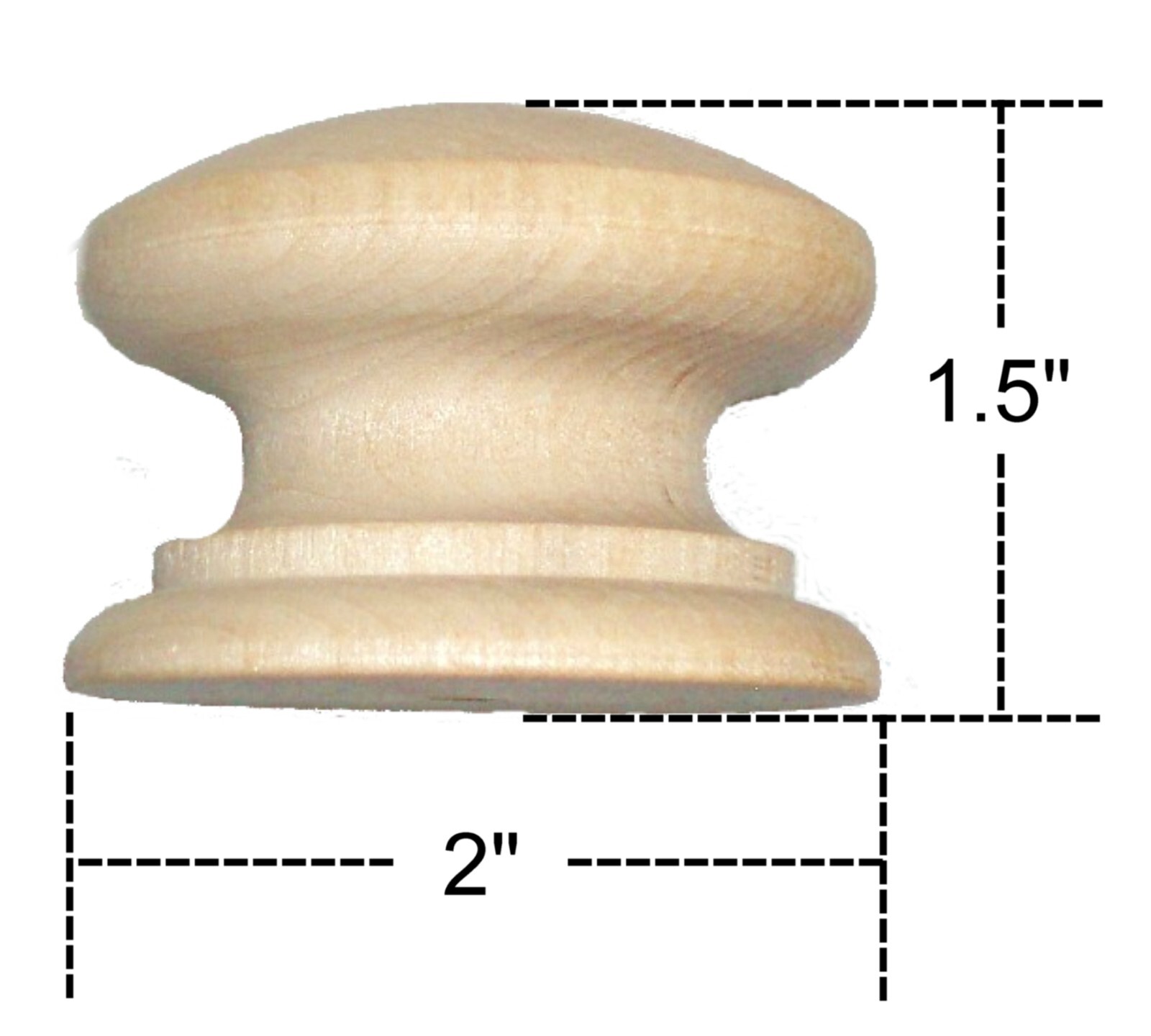 2" - British Knob Wood Cabinet Pulls / Drawer Knobs with screw gallery