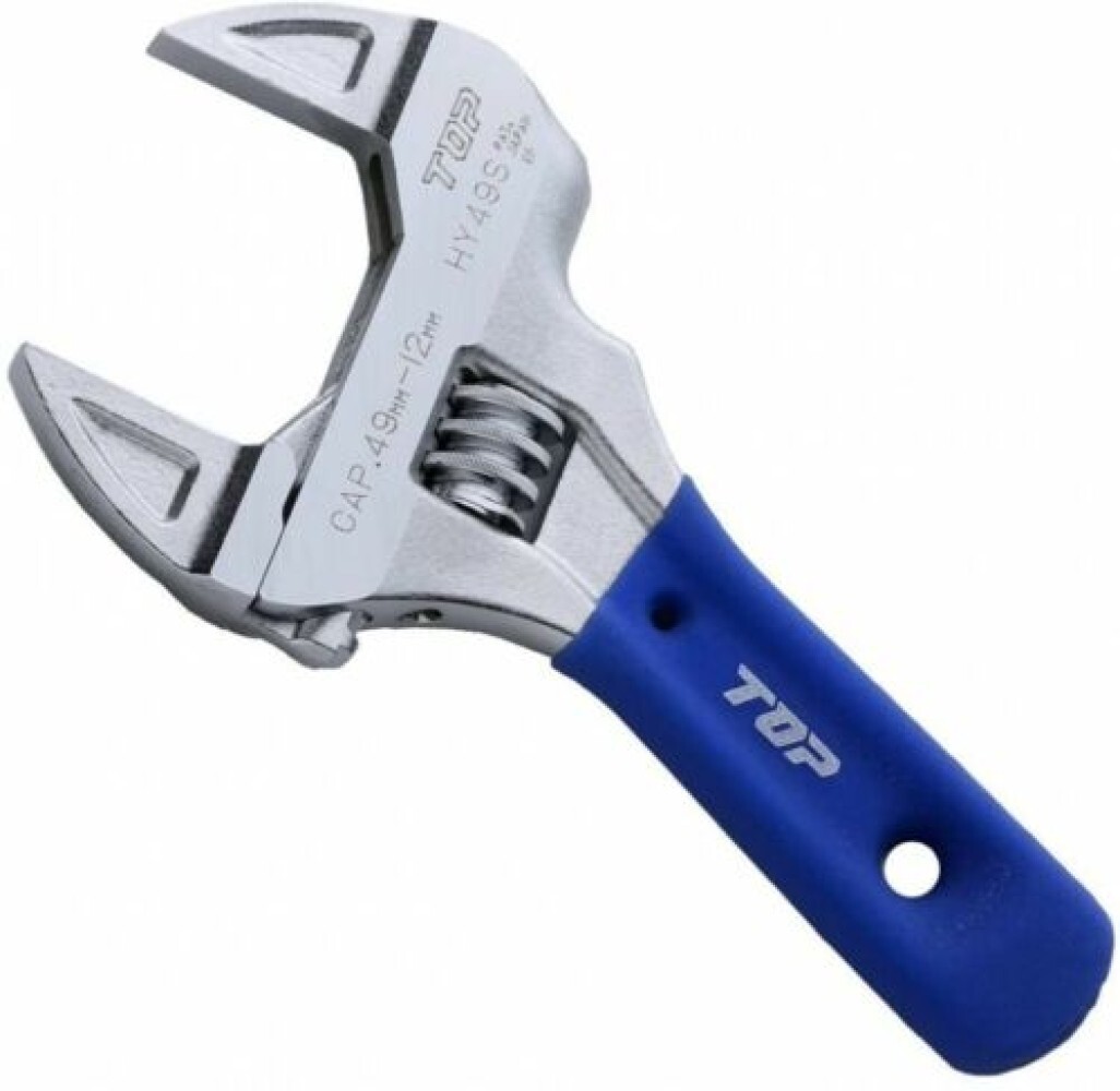 TOP HY-49S Short Wide Adjustable Wrench Thin & Light Body for Tight Spaces JAPAN gallery