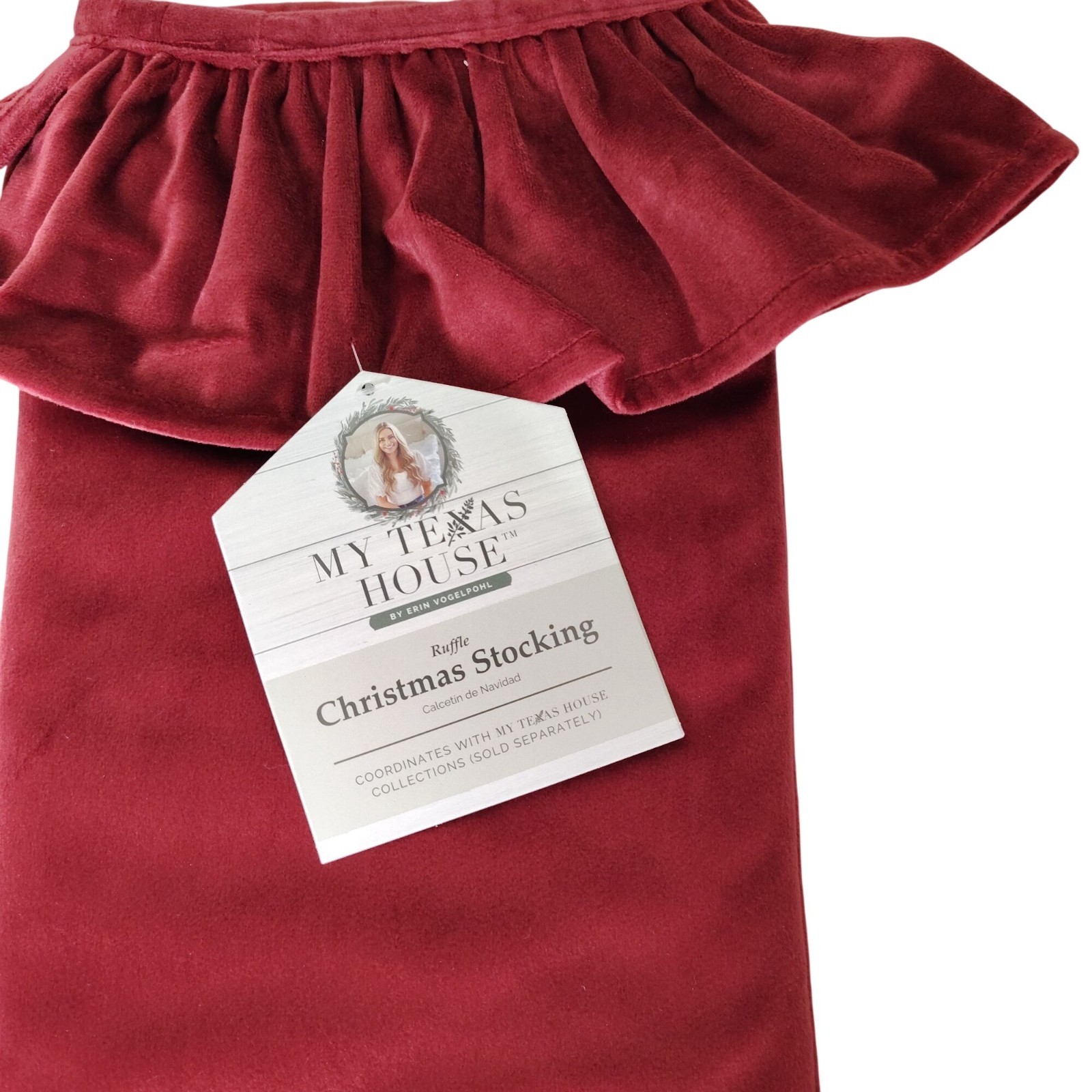 My Texas House Ruffle Red Christmas Stocking Velvet Holiday Decor gallery