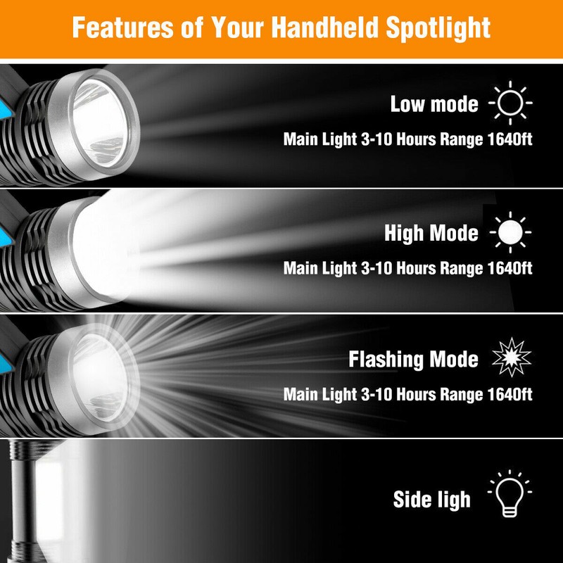 Rechargeable Searchlight Portable Super Bright Handheld Spotlight Flashlight gallery