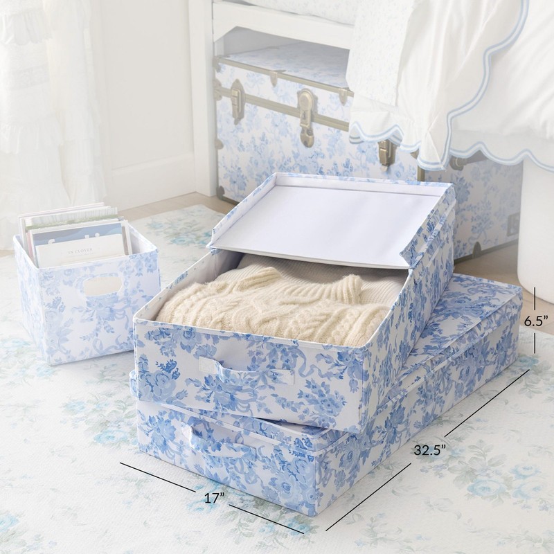 LoveShackFancy Underbed Storage Stacking Bin- Pink Damask gallery