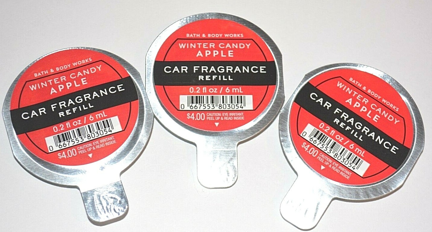 3 BATH & BODY WORKS WINTER CANDY APPLE CAR FRAGRANCE REFILL SCENTPORTABLE FRESHR gallery