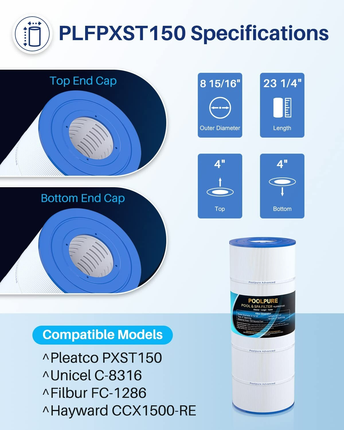 POOLPURE PLFPXST150 Pool Filter Replaces Hayward X-Stream CC1500, CCX1500-RE gallery