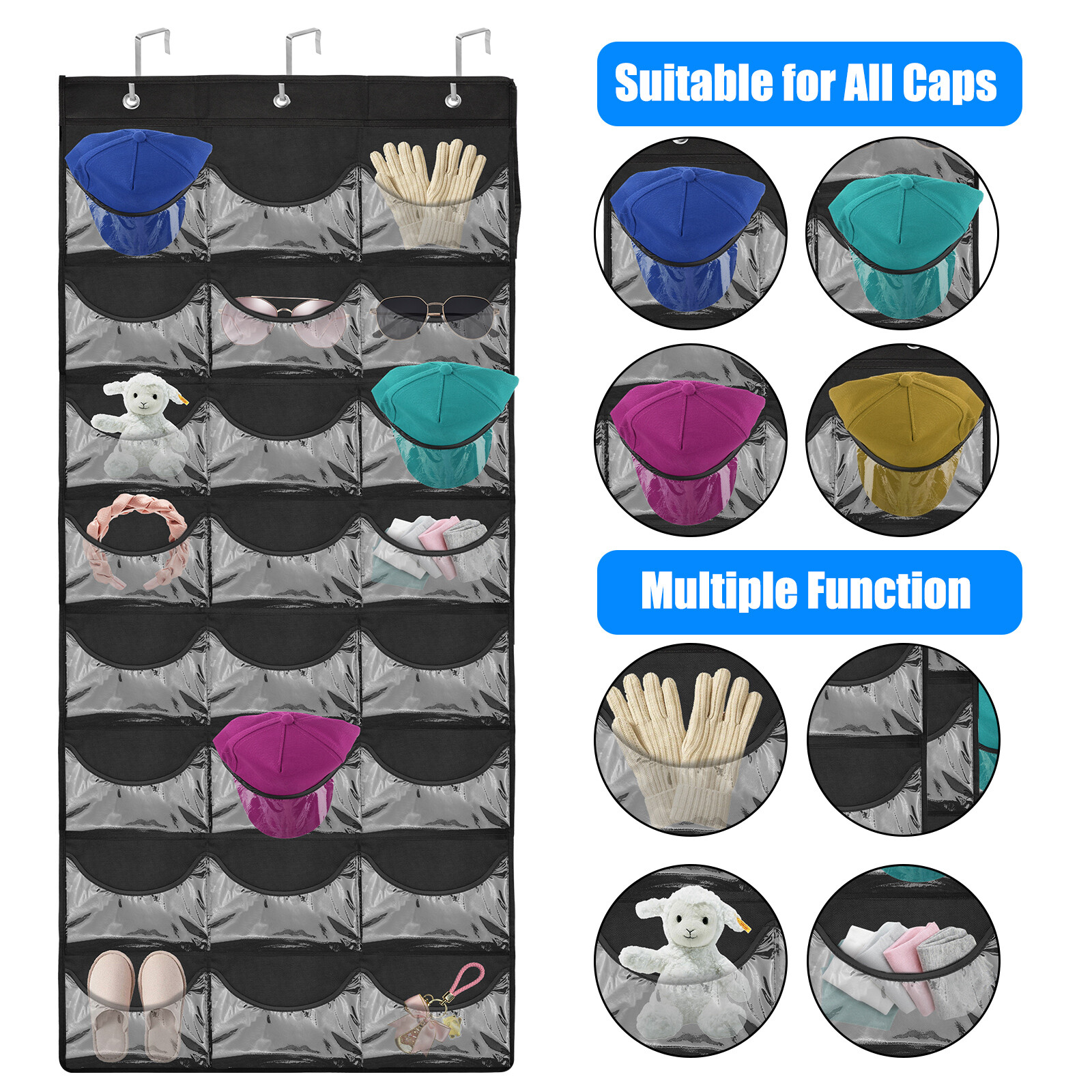 24 Hat Rack Organizer Baseball Holder Storage Hanger Door Wall Coat Caps Stands gallery