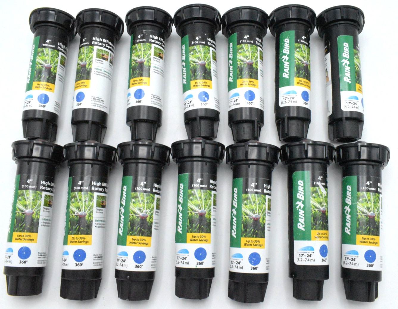 14 Pack Rain Bird 4" Pop-Up Rotary Sprinkler 22SAFPRO 17'-24' Range 360 Degree gallery