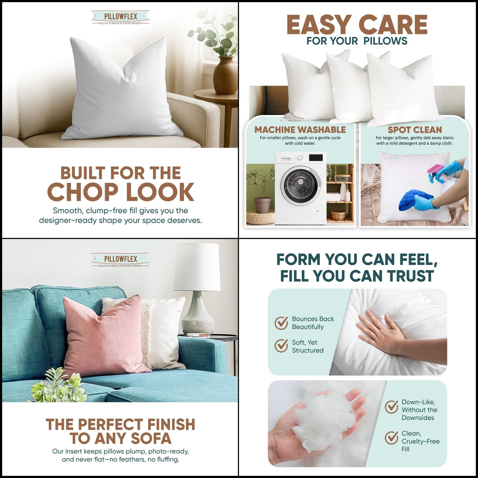 Pillowflex 22x22 Synthetic Down Throw Pillow Insert - Ultra Soft Cushion Form gallery